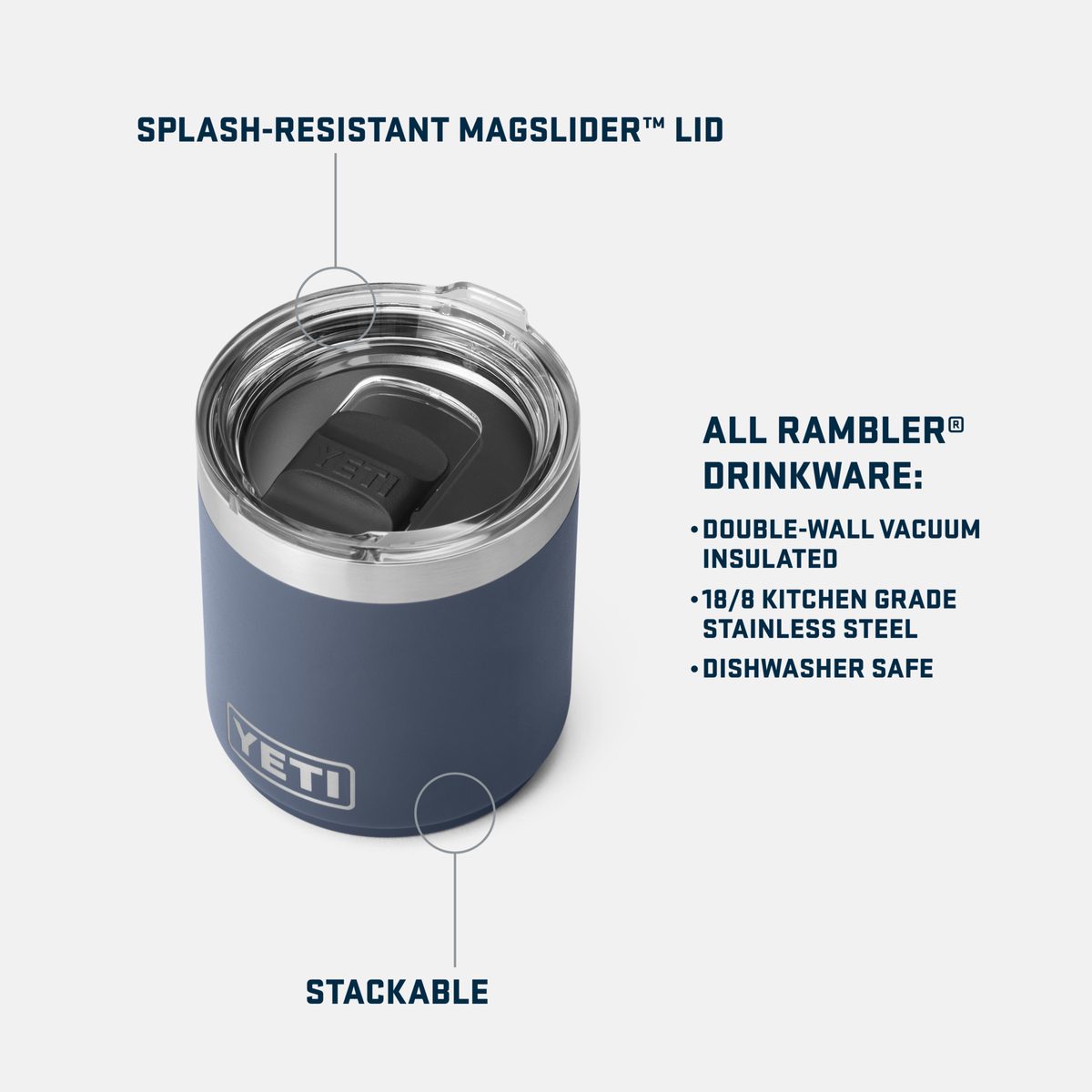 Rambler® 10oz (295 mL) Lowball with Magslider® Lid