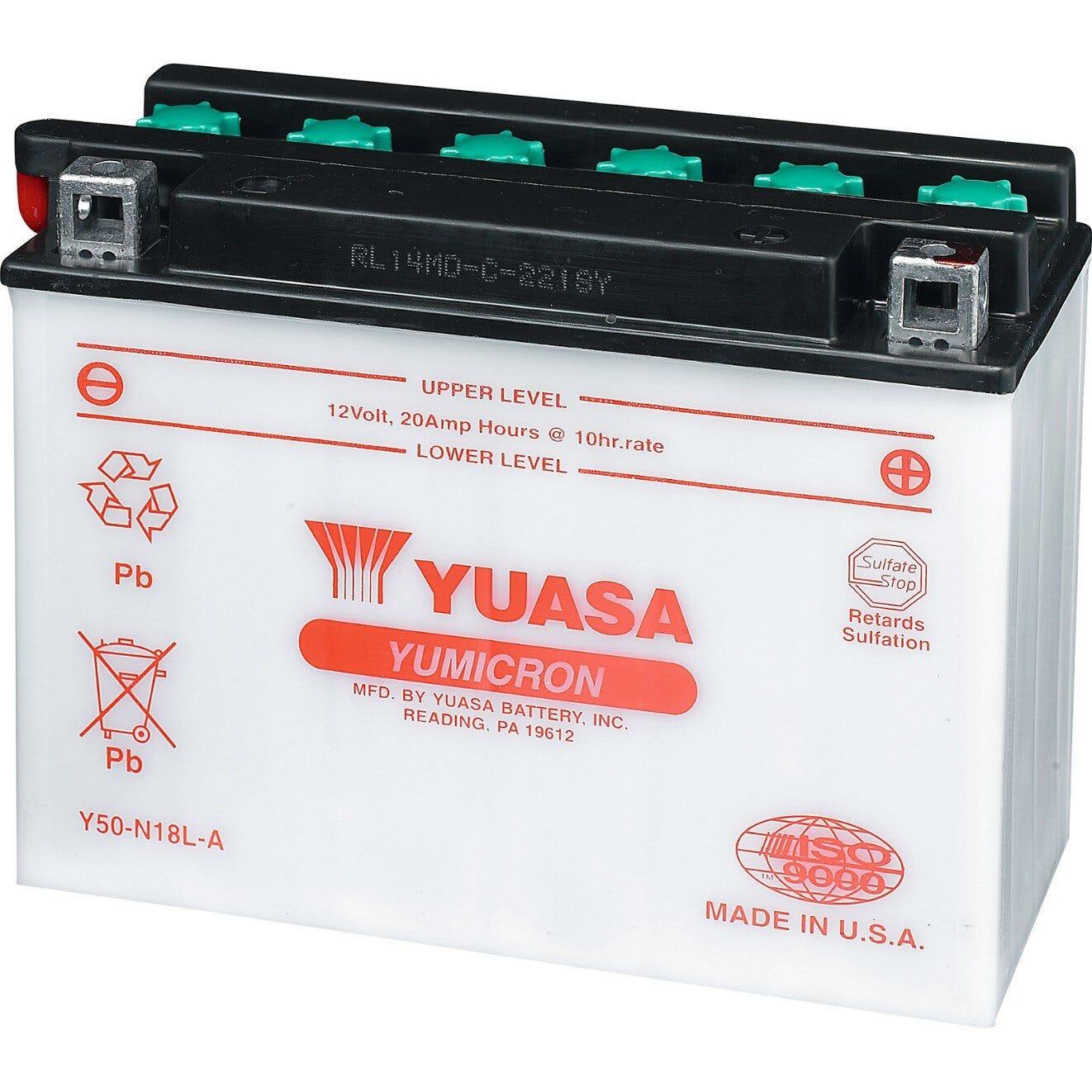 Yuasa† Battery - 13 Amps. Wet (YTX15L-BS) - Factory Recreation